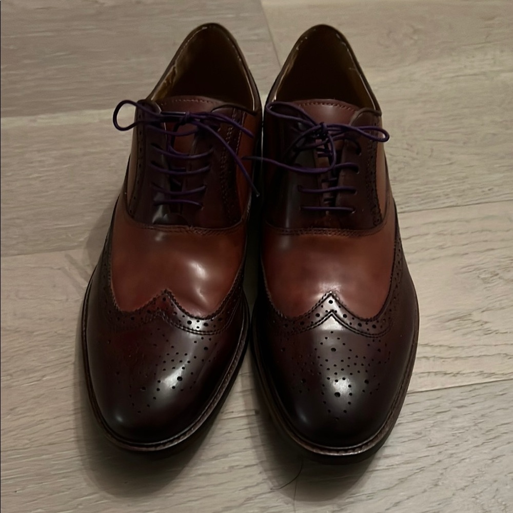 Aldo Brown Leather Oxford Shoes with Brogue Detailing - Picture 8 of 8